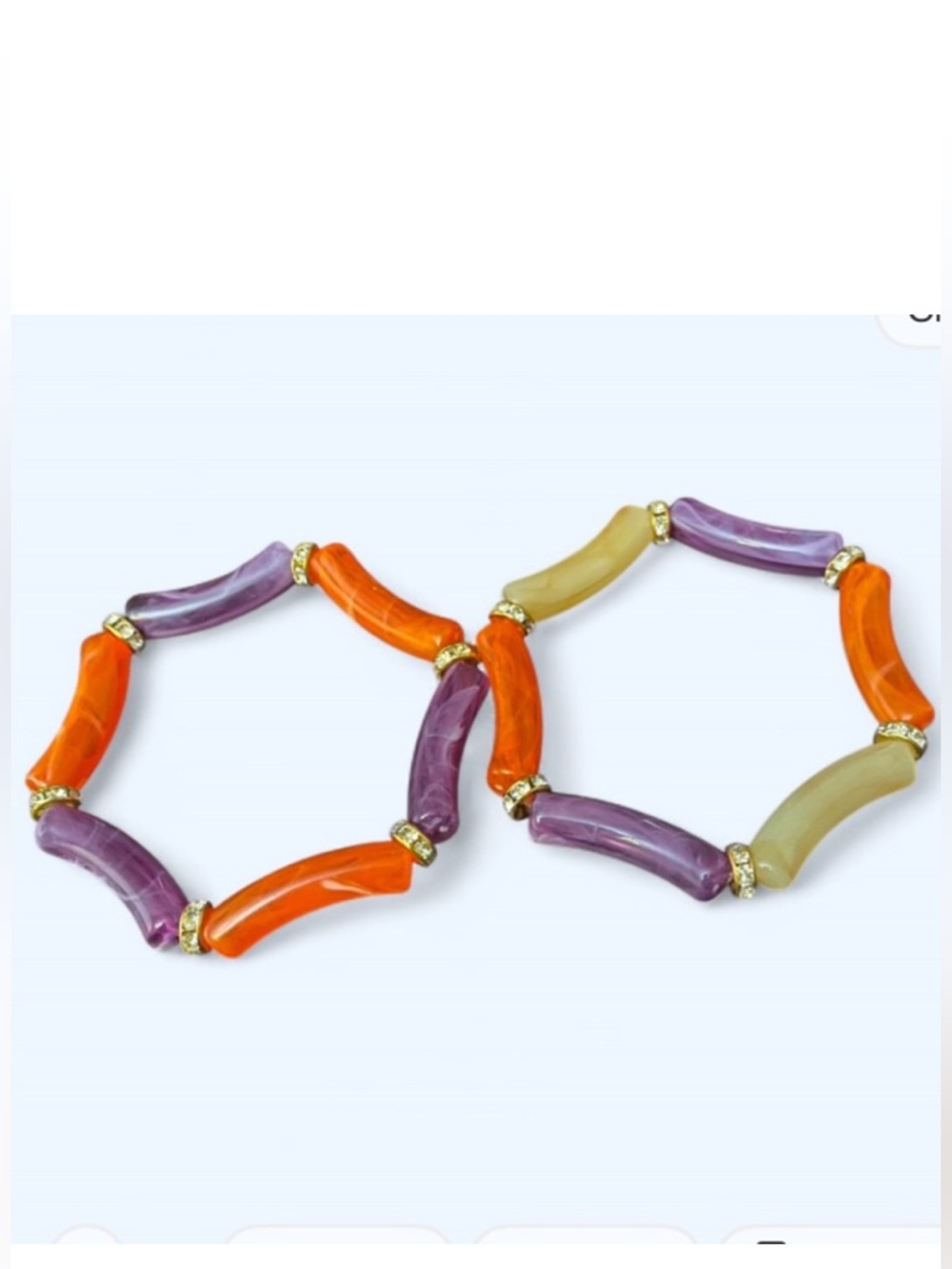 Orange and purple women’s beaded stretchable Bracelet set